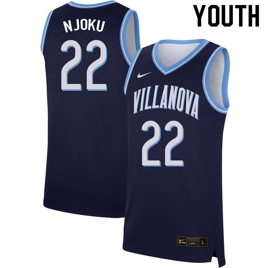 Youth #22 Nnanna Njoku Willanova Wildcats College Basketball Jerseys Sale-Navy